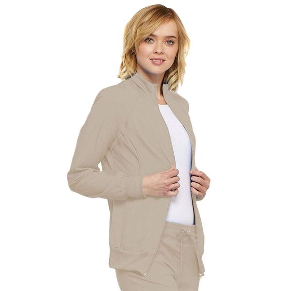 Cherokee Scrubs Jacket Cherokee Infinity 2391A Scrubs Jacket Women's Zip Front Warm-Up Khaki