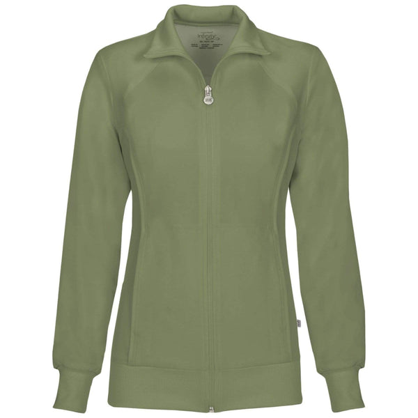 Cherokee Scrubs Jacket 2XL Cherokee Infinity 2391A Scrubs Jacket Women's Zip Front Warm-Up Olive