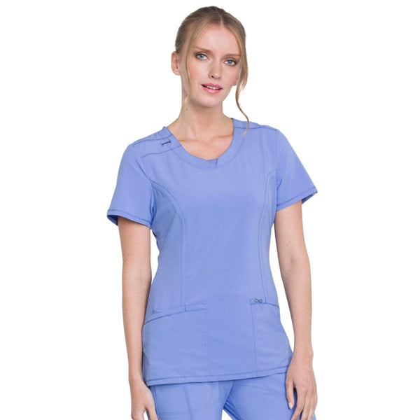 Cherokee Scrubs Top 2XL Cherokee Infinity 2624A Scrubs Top Women's Round Neck Ceil Blue