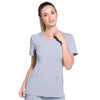 Cherokee Scrubs Top Cherokee Infinity 2624A Scrubs Top Women's Round Neck Grey