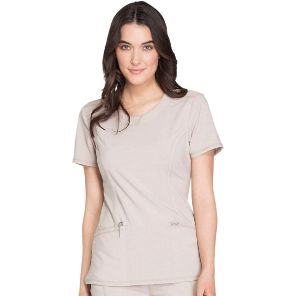 Cherokee Scrubs Top 2XL Cherokee Infinity 2624A Scrubs Top Women's Round Neck Khaki