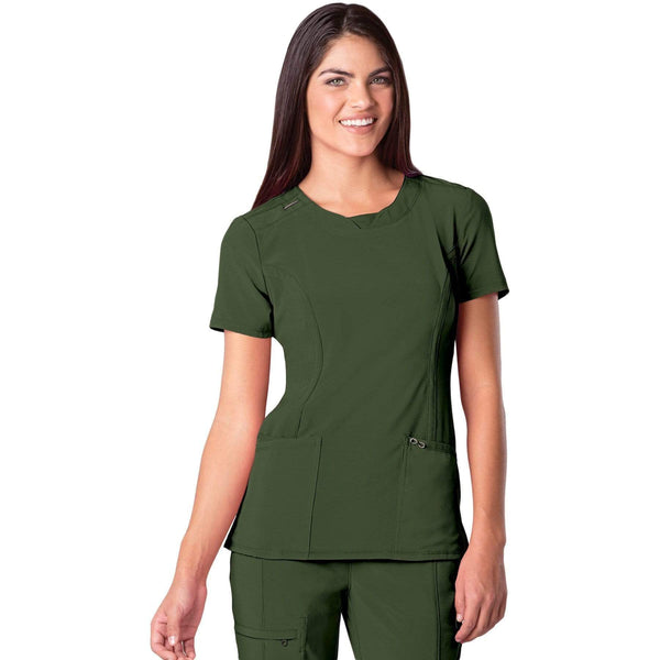 Cherokee Scrubs Top 2XL Cherokee Infinity 2624A Scrubs Top Women's Round Neck Olive