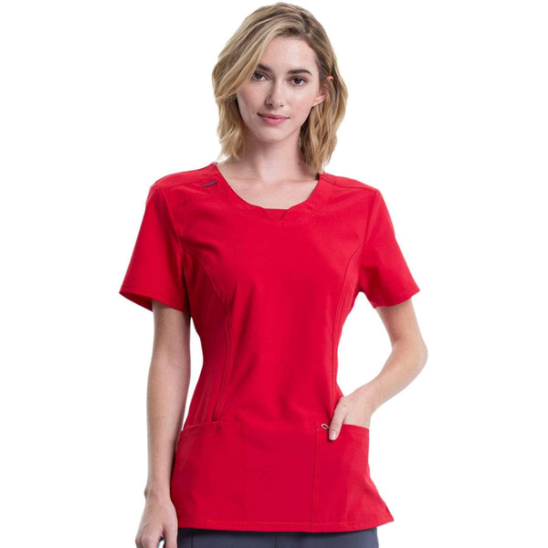 Cherokee Scrubs Top Cherokee Infinity 2624A Scrubs Top Women's Round Neck Red