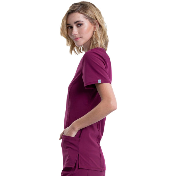 Cherokee Scrubs Top Cherokee Infinity 2624A Scrubs Top Women's Round Neck Wine