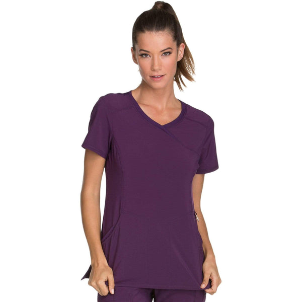 Cherokee Scrubs Top 2XL Cherokee Infinity 2625A Scrubs Top Women's Mock Wrap Eggplant