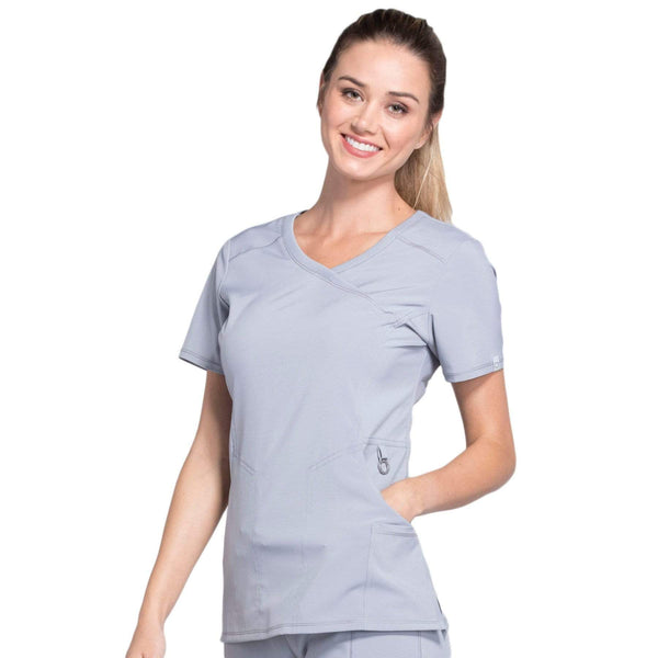 Cherokee Scrubs Top Cherokee Infinity 2625A Scrubs Top Women's Mock Wrap Grey