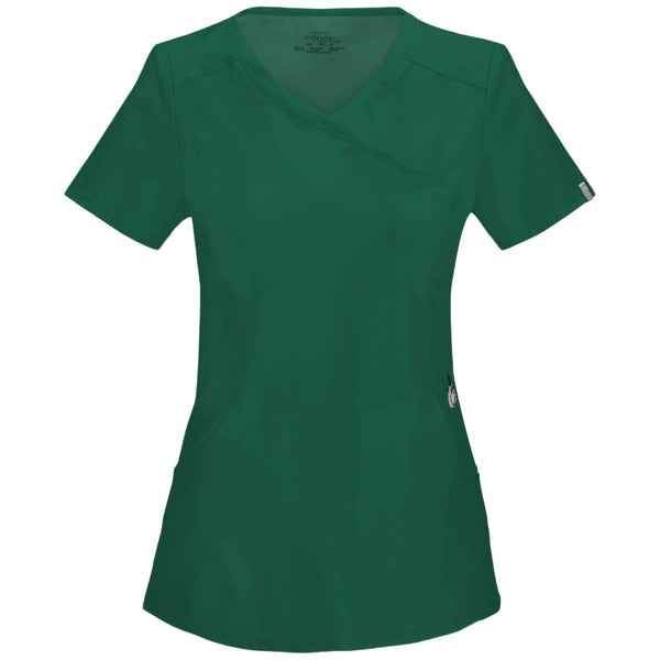 Cherokee Scrubs Top 2XL Cherokee Infinity 2625A Scrubs Top Women's Mock Wrap Hunter Green