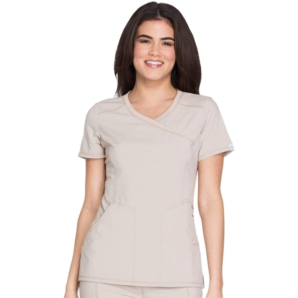 Cherokee Scrubs Top 2XL Cherokee Infinity 2625A Scrubs Top Women's Mock Wrap Khaki