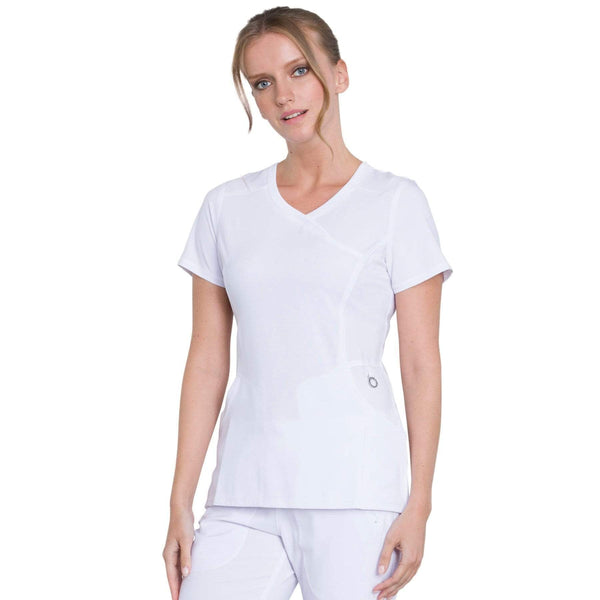 Cherokee Scrubs Top 2XL Cherokee Infinity 2625A Scrubs Top Women's Mock Wrap White