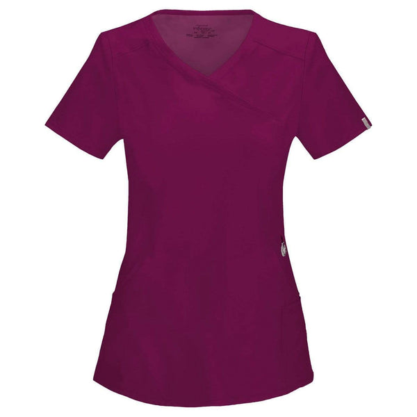 Cherokee Scrubs Top 2XL Cherokee Infinity 2625A Scrubs Top Women's Mock Wrap Wine