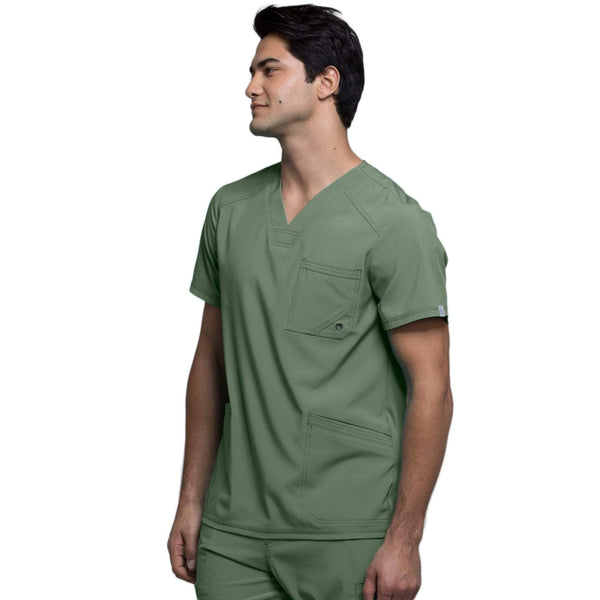 Cherokee Scrubs Top Cherokee Infinity CK900A Scrubs Top Men's V-Neck Olive