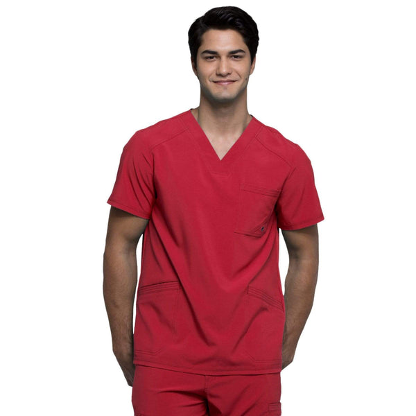 Cherokee Scrubs Top 2XL Cherokee Infinity CK900A Scrubs Top Men's V-Neck Red