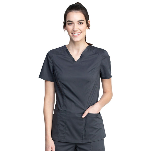 Cherokee Top 2XL Cherokee Revolution Tech WW741AB Scrubs Top Women Pewter