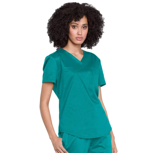 Cherokee Top Cherokee Revolution WW657 Scrubs Top Women Teal Blue