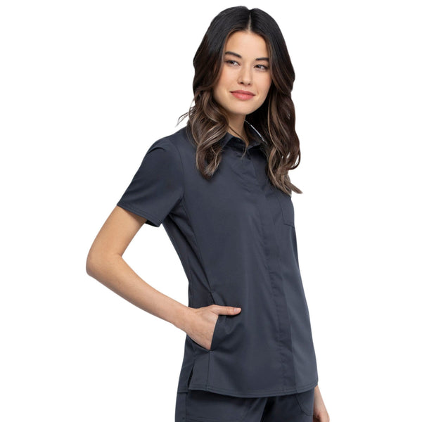 Cherokee Top Cherokee Revolution WW669 Scrubs Top Women Pewter