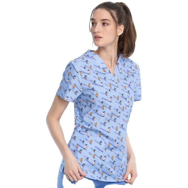 Cherokee Top Cherokee Winter CK691 Scrubs Top Unisex Shred The Slopes