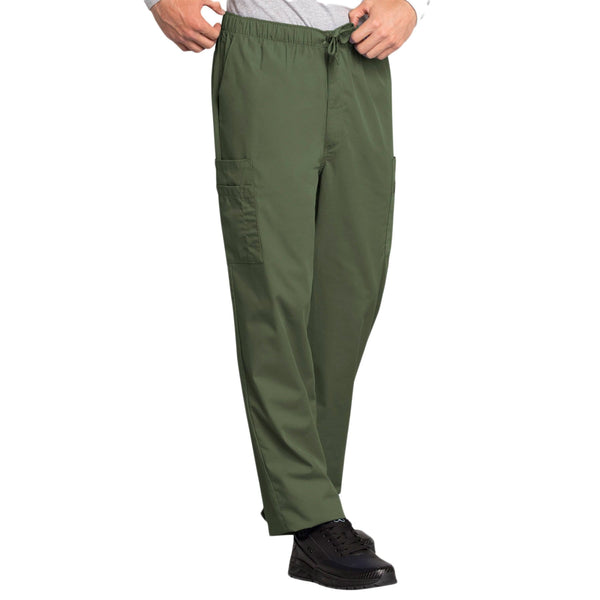 Cherokee Scrubs Pants Cherokee Workwear 4000 Scrubs Pants Men's Drawstring Cargo Olive