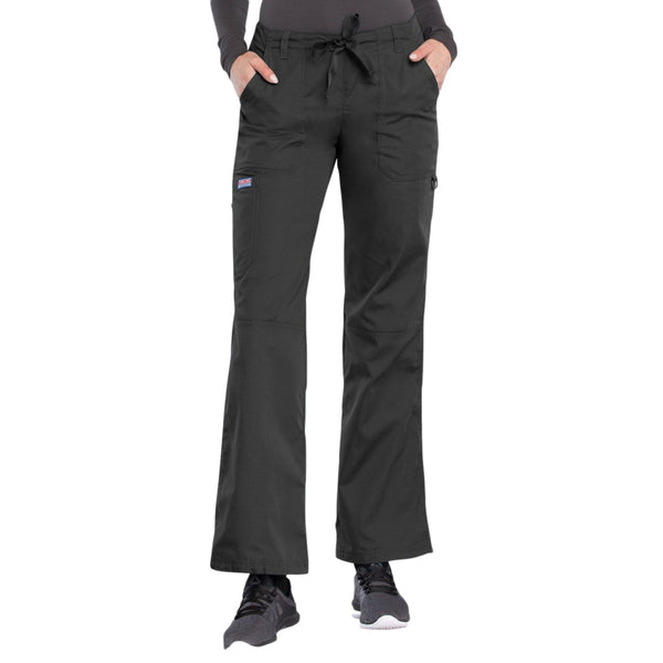 Cherokee Scrubs Pants Cherokee Workwear 4020 Scrubs Pants Women's Low Rise Drawstring Cargo Pewter