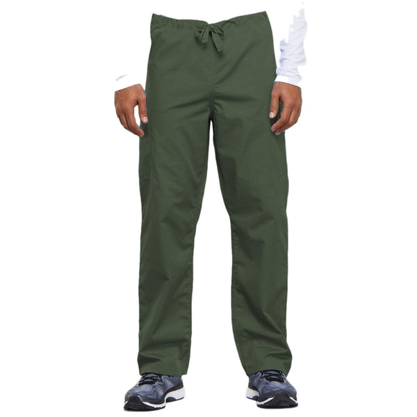 Cherokee Scrubs Pants Cherokee Workwear 4100 Scrubs Pants Unisex Drawstring Cargo Olive