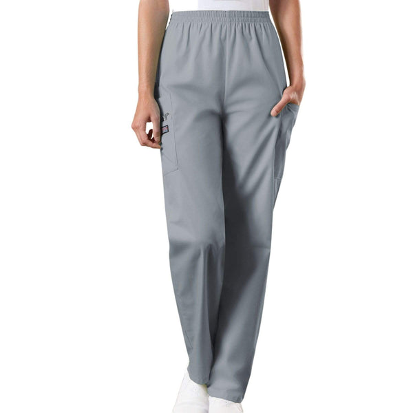 Cherokee Scrubs Pants 2XL / Regular Length Cherokee Workwear 4200 Scrubs Pants Women's Natural Rise Tapered Pull-On Cargo Grey