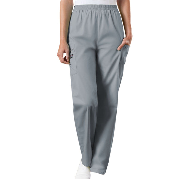 Cherokee Scrubs Pants Cherokee Workwear 4200 Scrubs Pants Women's Natural Rise Tapered Pull-On Cargo Grey