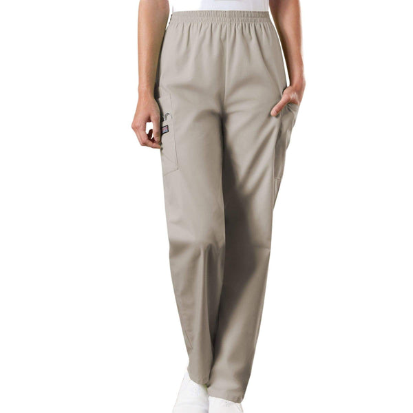 Cherokee Scrubs Pants 2XL / Regular Length Cherokee Workwear 4200 Scrubs Pants Women's Natural Rise Tapered Pull-On Cargo Khaki