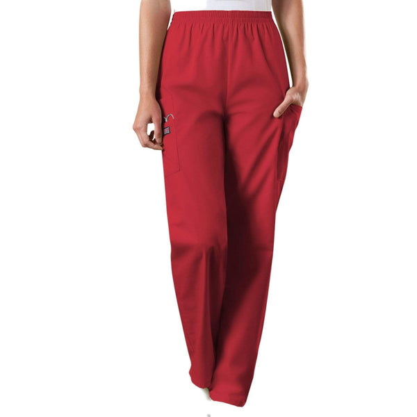 Cherokee Scrubs Pants 2XL / Regular Length Cherokee Workwear 4200 Scrubs Pants Women's Natural Rise Tapered Pull-On Cargo Red
