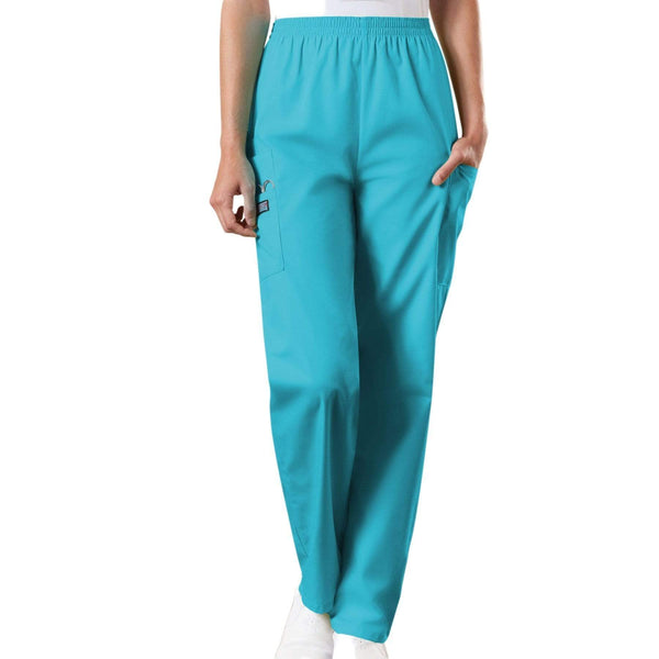 Cherokee Scrubs Pants 2XL / Regular Length Cherokee Workwear 4200 Scrubs Pants Women's Natural Rise Tapered Pull-On Cargo Turquoise