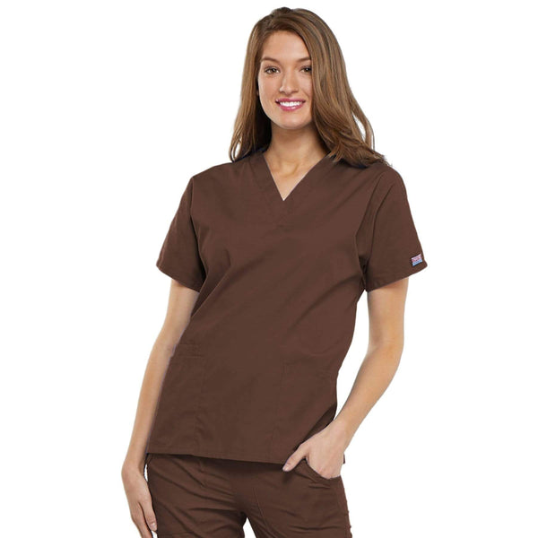 Cherokee Scrubs Top 2XL Cherokee Workwear 4700 Scrubs Top Women's V-Neck Chocolate