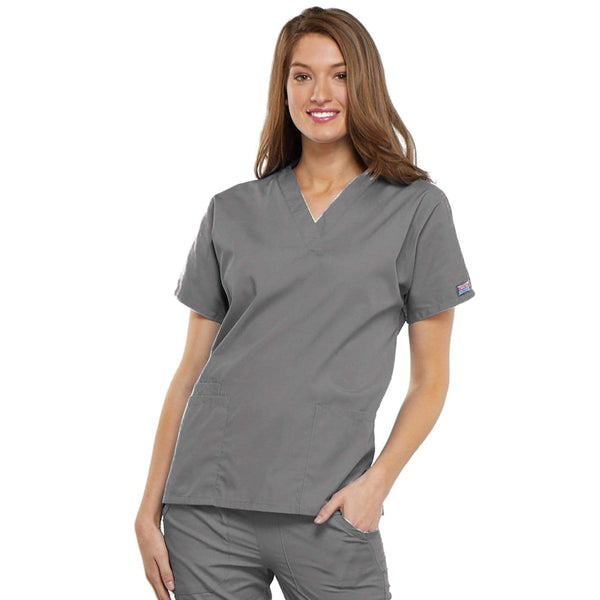 Cherokee Scrubs Top 2XL Cherokee Workwear 4700 Scrubs Top Women's V-Neck Grey