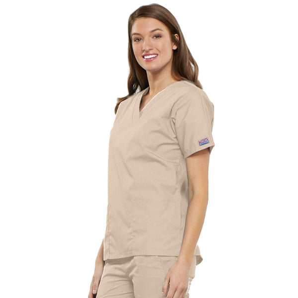 Cherokee Scrubs Top Cherokee Workwear 4700 Scrubs Top Women's V-Neck Khaki