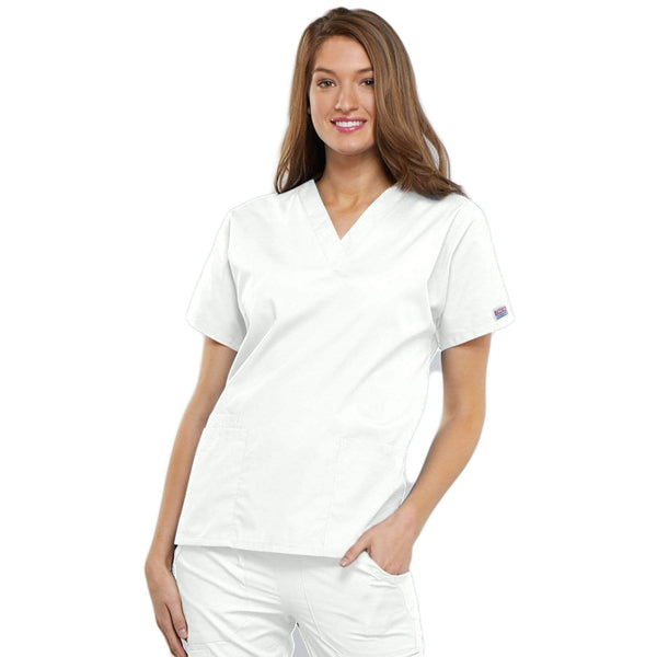 Cherokee Scrubs Top 2XL Cherokee Workwear 4700 Scrubs Top Women's V-Neck White