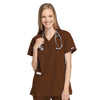 Cherokee Scrubs Top 2XL Cherokee Workwear 4801 Scrubs Top Women's Mock Wrap Tunic Chocolate