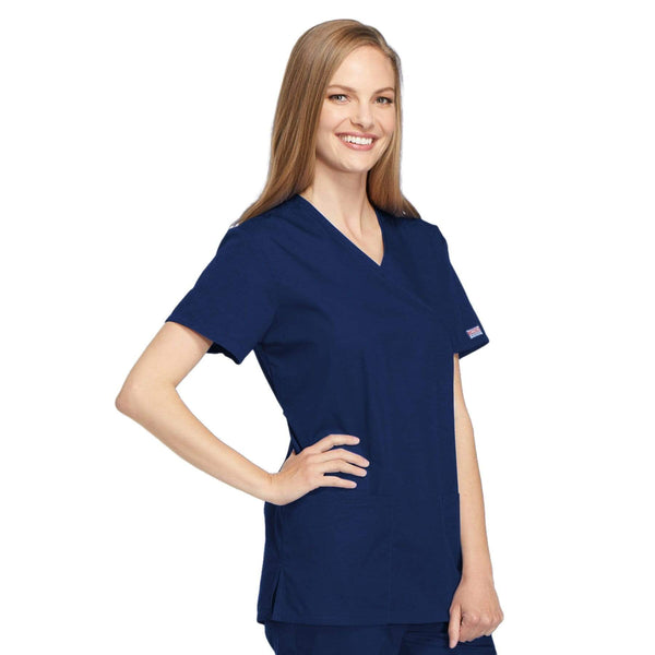 Cherokee Scrubs Top Cherokee Workwear 4801 Scrubs Top Women's Mock Wrap Tunic Navy