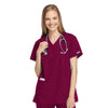 Cherokee Scrubs Top 2XL Cherokee Workwear 4801 Scrubs Top Women's Mock Wrap Tunic Wine