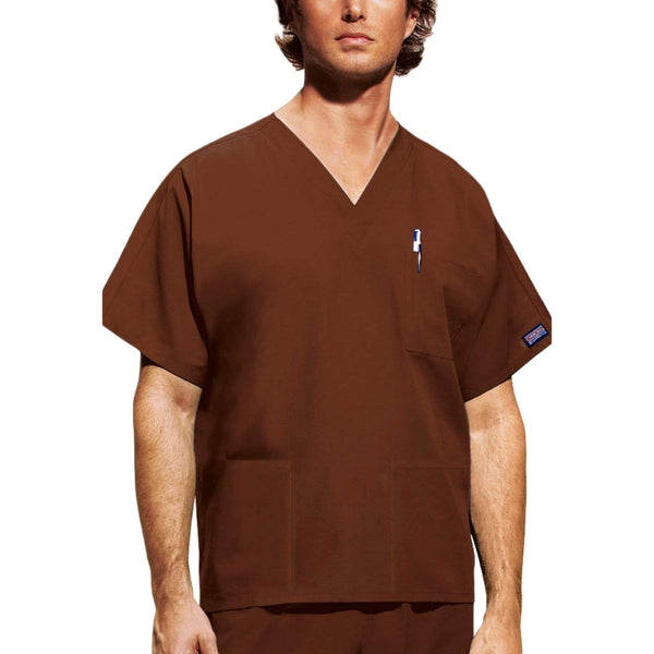 Cherokee Scrubs Top 2XL Cherokee Workwear 4876 Scrubs Top Unisex V-Neck Chocolate