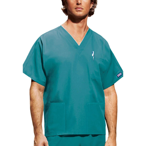 Cherokee Scrubs Top Cherokee Workwear 4876 Scrubs Top Unisex V-Neck Teal Blue