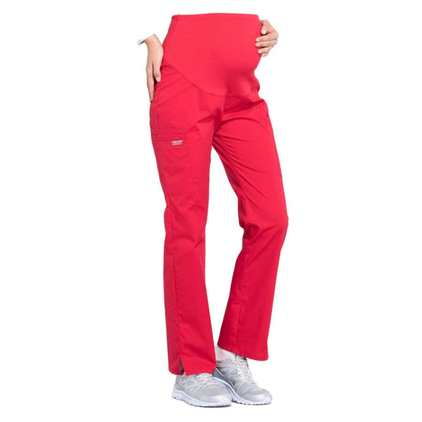 Cherokee Scrubs Pants Cherokee Workwear Professionals WW220 Scrubs Pants Maternity Straight Leg Red