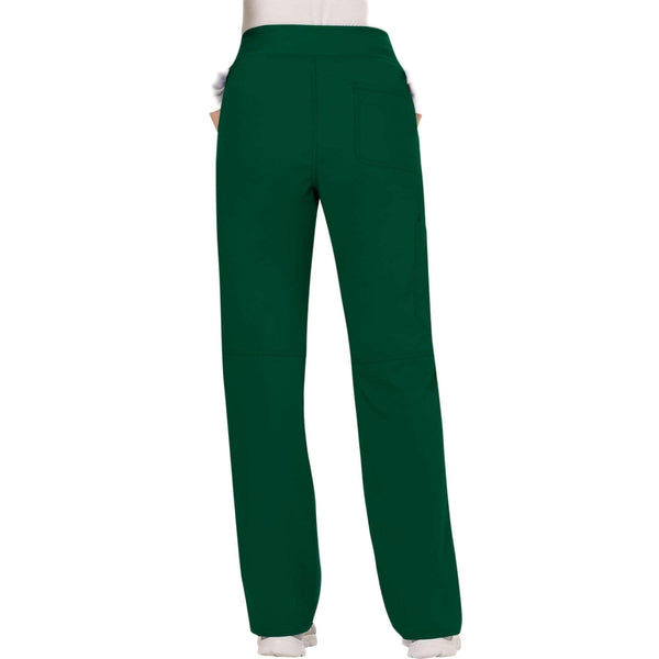 Cherokee Scrubs Pants Cherokee Workwear Revolution WW110 Scrubs Pants Women's Mid Rise Straight Leg Pull-on Hunter Green