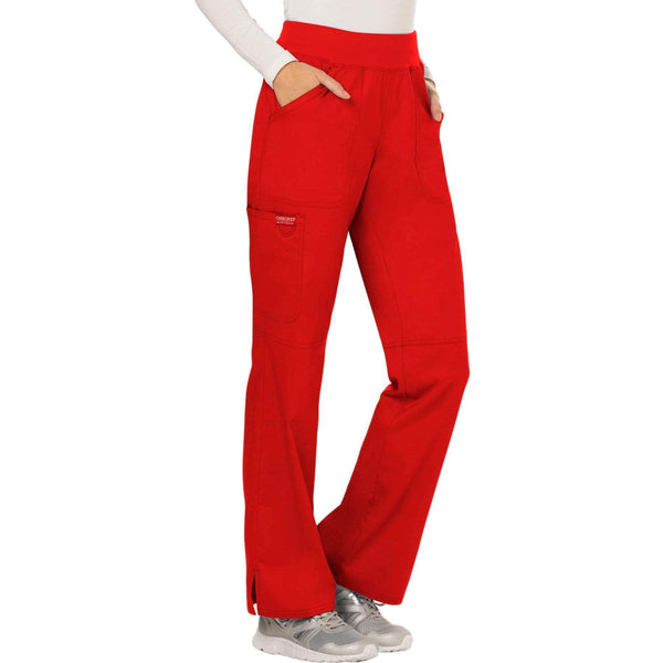 Cherokee Scrubs Pants Cherokee Workwear Revolution WW110 Scrubs Pants Women's Mid Rise Straight Leg Pull-on Red