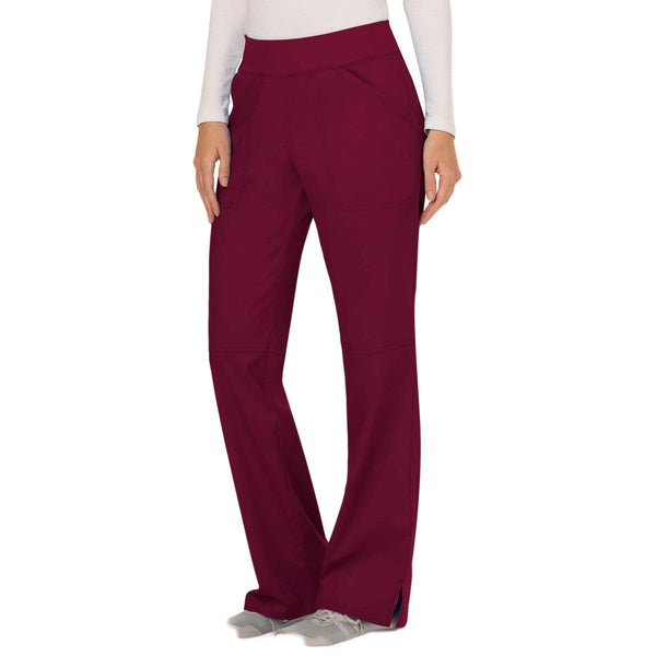 Cherokee Scrubs Pants Cherokee Workwear Revolution WW110 Scrubs Pants Women's Mid Rise Straight Leg Pull-on Wine