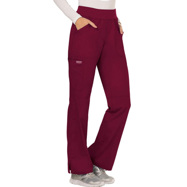 Cherokee Scrubs Pants Cherokee Workwear Revolution WW110 Scrubs Pants Women's Mid Rise Straight Leg Pull-on Wine