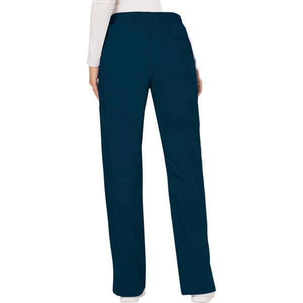 Cherokee Scrubs Pants Cherokee Workwear Revolution WW120 Scrubs Pants Women's Mid Rise Flare Drawstring Caribbean Blue