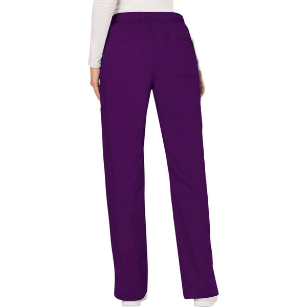 Cherokee Scrubs Pants Cherokee Workwear Revolution WW120 Scrubs Pants Women's Mid Rise Flare Drawstring Eggplant