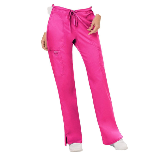 Cherokee Scrubs Pants 2XL / Regular Length Cherokee Workwear Revolution WW120 Scrubs Pants Women's Mid Rise Flare Drawstring Electric Pink