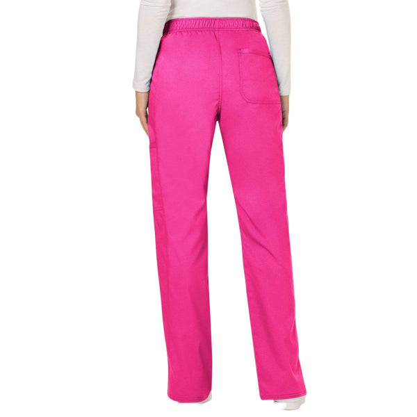 Cherokee Scrubs Pants Cherokee Workwear Revolution WW120 Scrubs Pants Women's Mid Rise Flare Drawstring Electric Pink