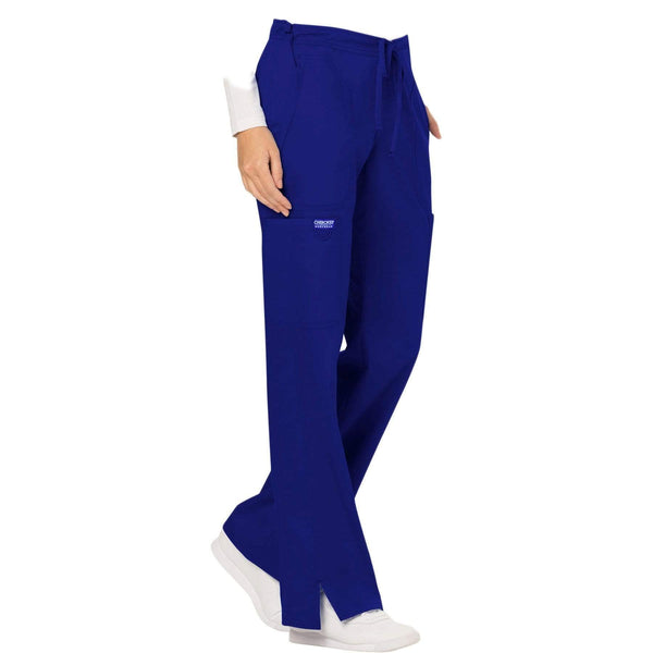 Cherokee Scrubs Pants Cherokee Workwear Revolution WW120 Scrubs Pants Women's Mid Rise Flare Drawstring Galaxy Blue