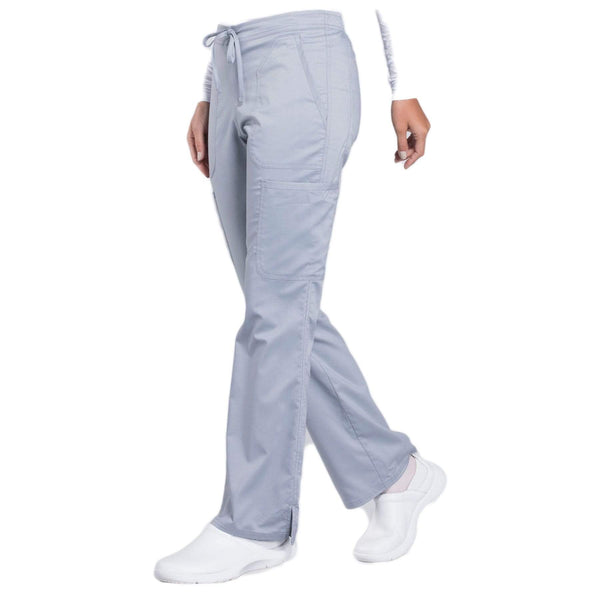 Cherokee Scrubs Pants Cherokee Workwear Revolution WW120 Scrubs Pants Women's Mid Rise Flare Drawstring Grey