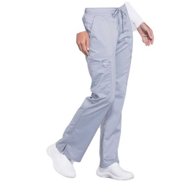 Cherokee Scrubs Pants Cherokee Workwear Revolution WW120 Scrubs Pants Women's Mid Rise Flare Drawstring Grey
