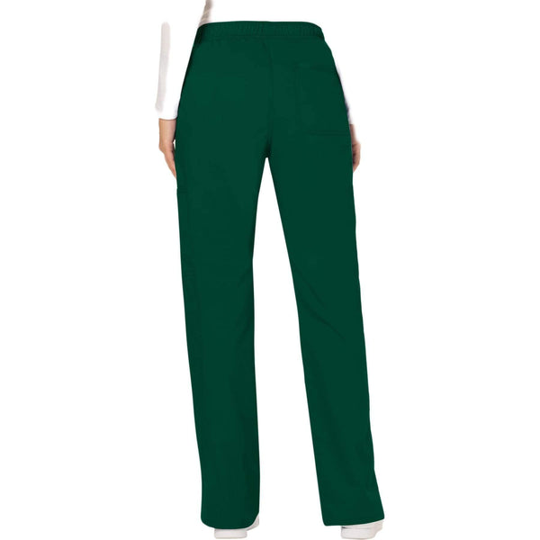 Cherokee Scrubs Pants Cherokee Workwear Revolution WW120 Scrubs Pants Women's Mid Rise Flare Drawstring Hunter Green